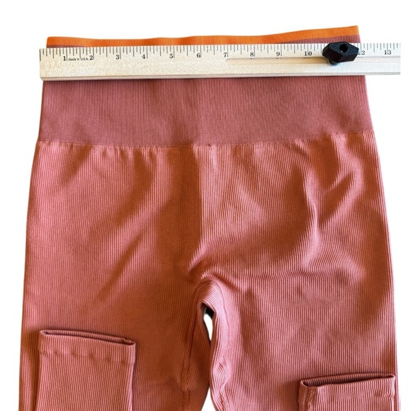 Outdoor Voices Womens Leggings S Seamless Ribbed Rust Orange Activewear Lounge - Picture 3 of 7